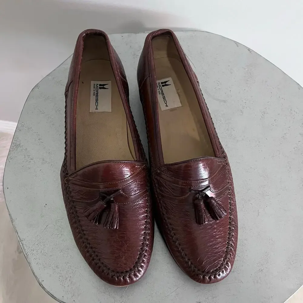 Vintage Moreschi Italy Brown Leather Tassel Loafers Men’s Size 9 Italy